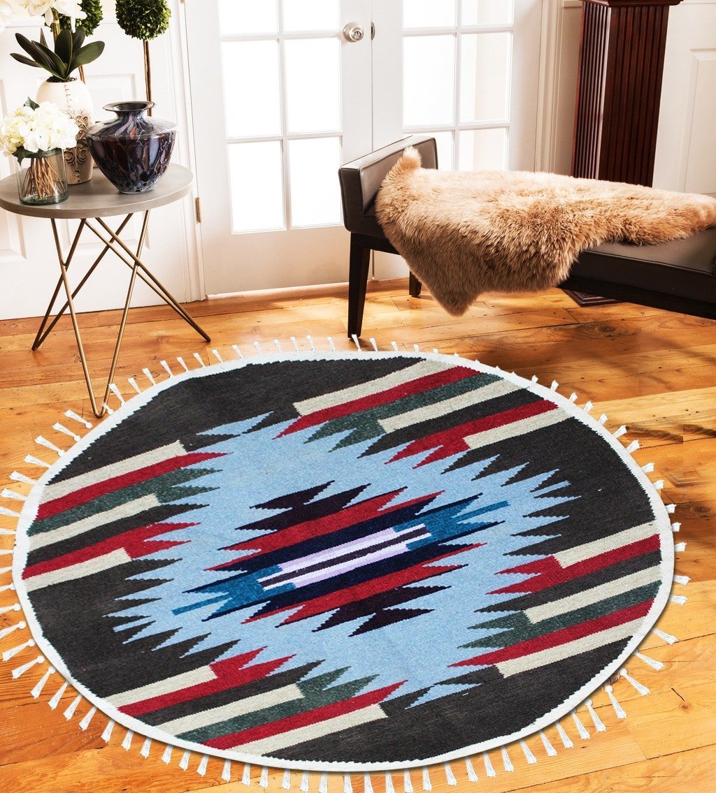 Round Geometric - Hand-woven Woolen Rug - Round Large - 4&