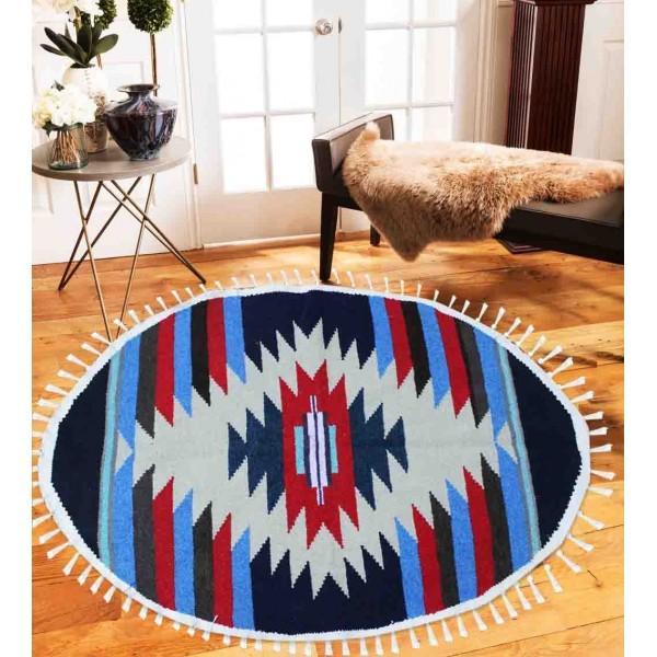 Round Geometric - Hand-woven Woolen Rug - Round Large - 4&