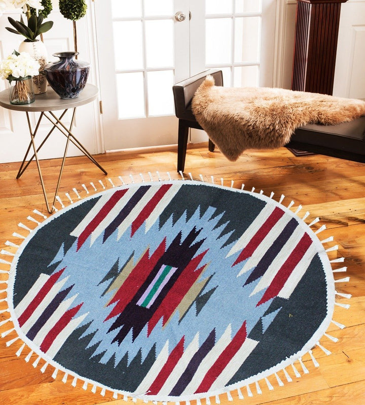 Round Geometric - Hand-woven Woolen Rug - Round Large - 4&