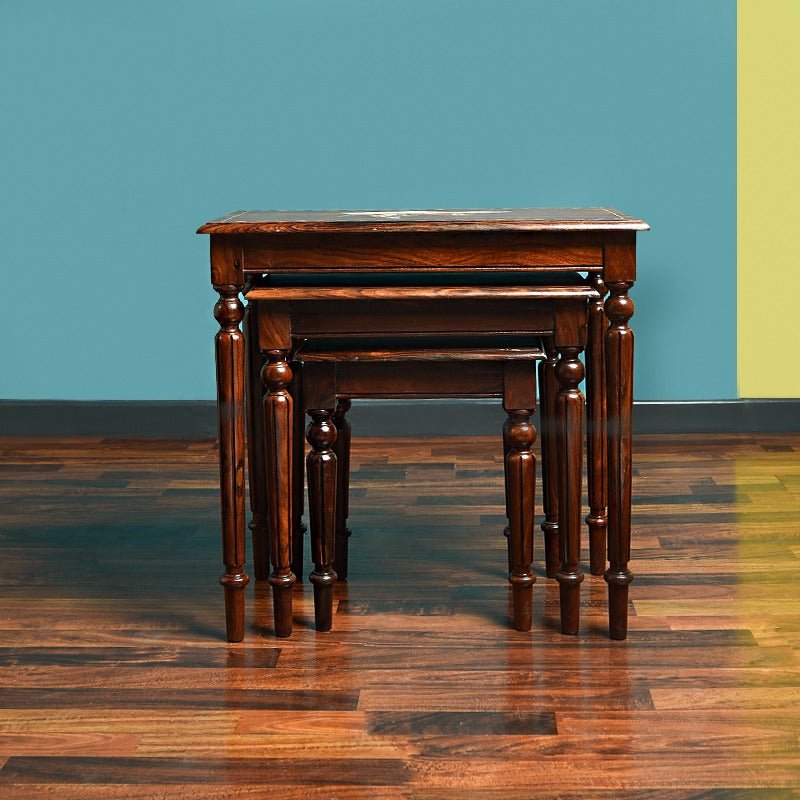 Royal Art Nakshi Living Lounge Nesting Tables (Set of 3) | Furniture | Waseeh Pakistan