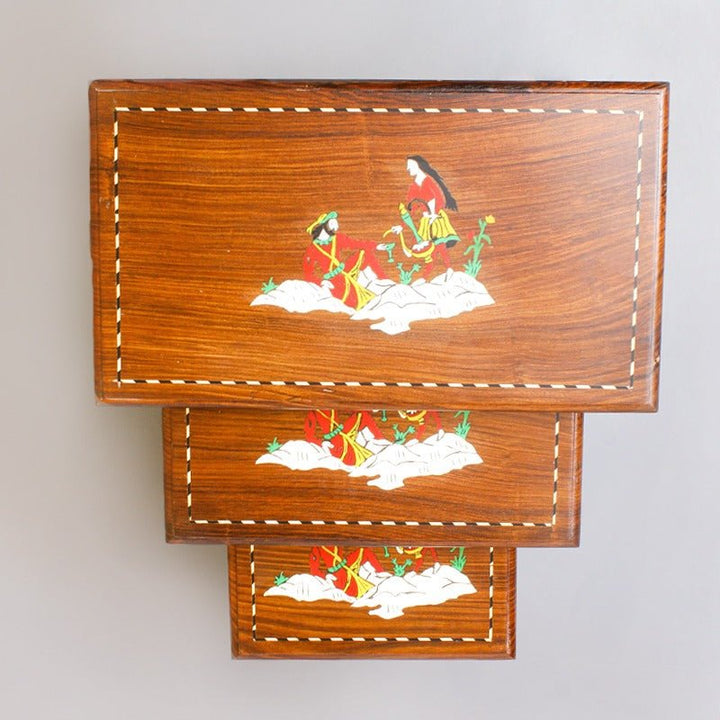 Royal Art Nakshi Living Lounge Nesting Tables (Set of 3) | Furniture | Waseeh Pakistan
