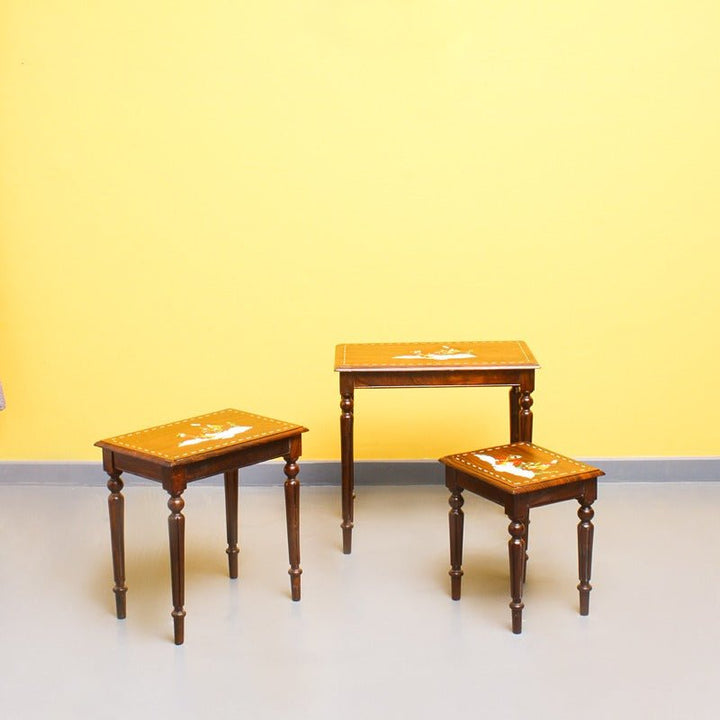 Royal Art Nakshi Living Lounge Nesting Tables (Set of 3) | Furniture | Waseeh Pakistan