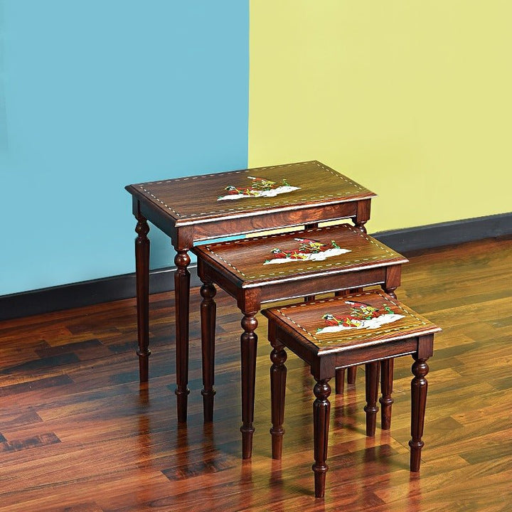 Royal Art Nakshi Living Lounge Nesting Tables (Set of 3) | Furniture | Waseeh Pakistan