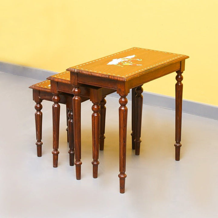 Royal Art Nakshi Living Lounge Nesting Tables (Set of 3) | Furniture | Waseeh Pakistan