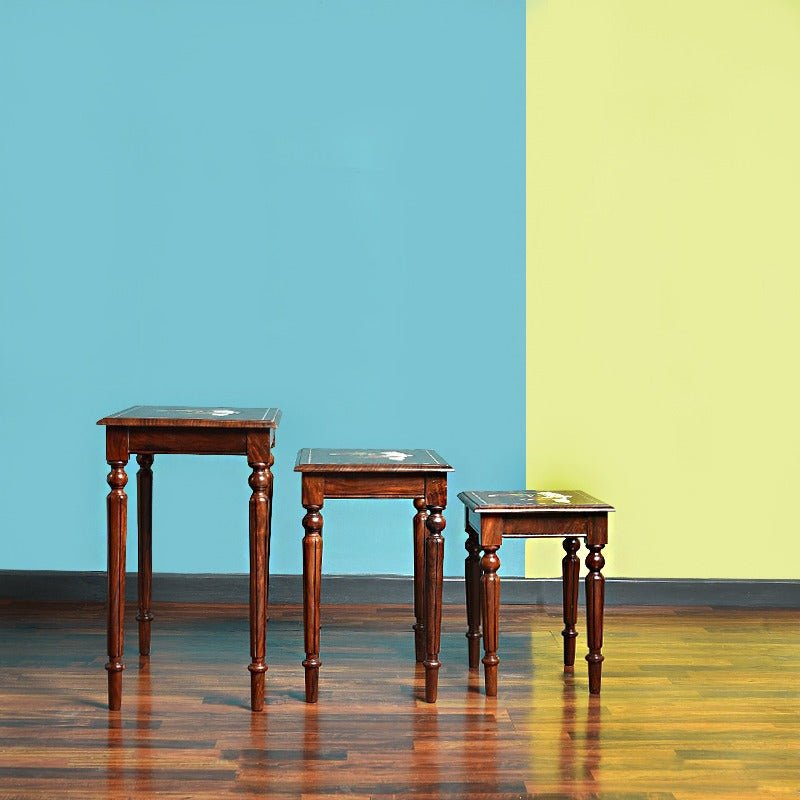 Royal Art Nakshi Living Lounge Nesting Tables (Set of 3) | Furniture | Waseeh Pakistan