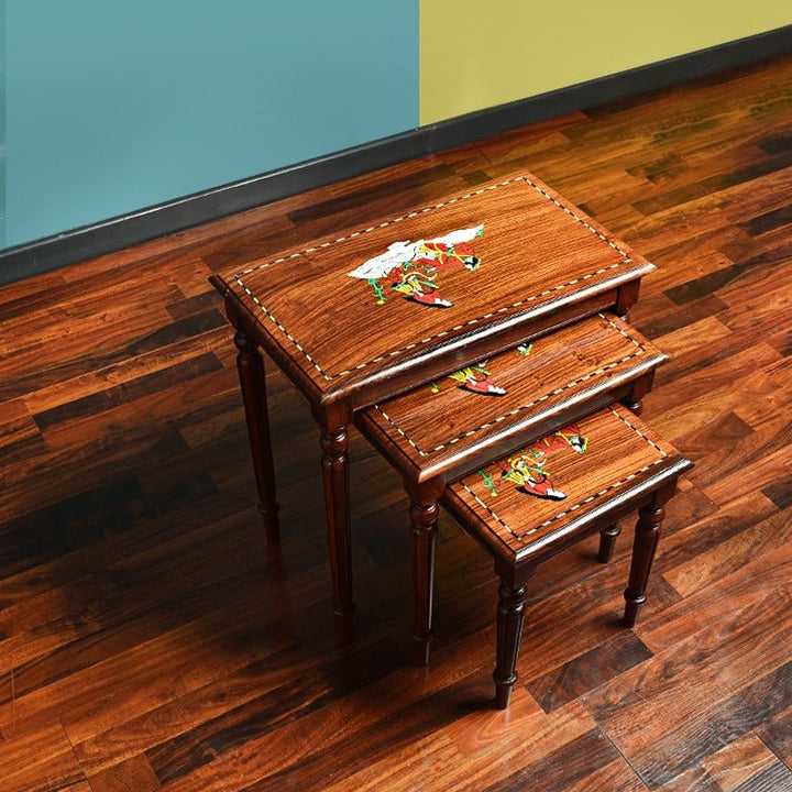 Royal Art Nakshi Living Lounge Nesting Tables (Set of 3) | Furniture | Waseeh Pakistan