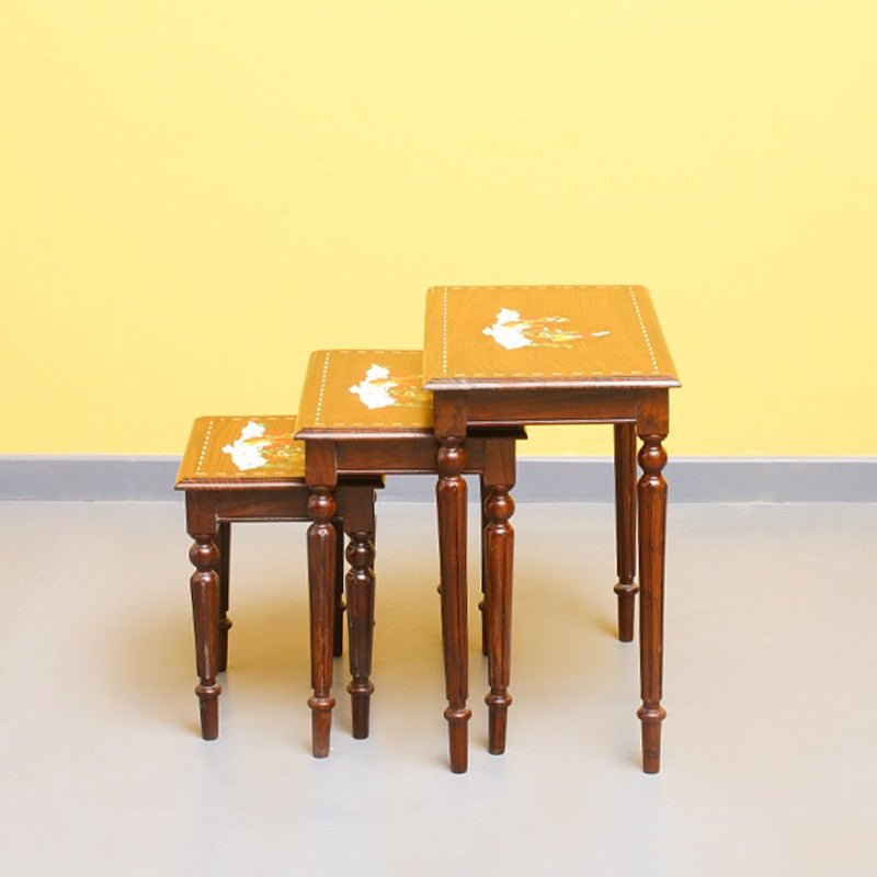 Royal Art Nakshi Living Lounge Nesting Tables (Set of 3) | Furniture | Waseeh Pakistan