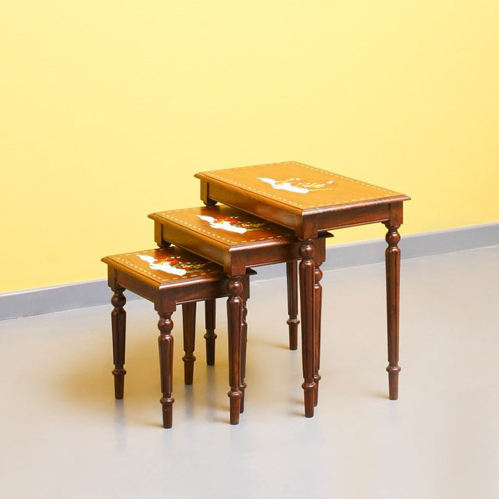 Royal Art Nakshi Living Lounge Nesting Tables (Set of 3) | Furniture | Waseeh Pakistan