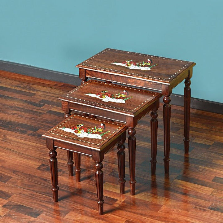 Royal Art Nakshi Living Lounge Nesting Tables (Set of 3) | Furniture | Waseeh Pakistan