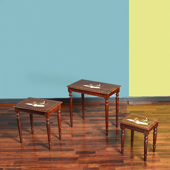 Royal Art Nakshi Living Lounge Nesting Tables (Set of 3) | Furniture | Waseeh Pakistan