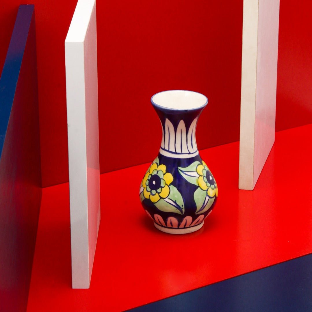 Rumpled felicity Vase-Blue pottery | Home Décor | Waseeh Pakistan