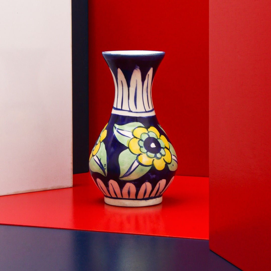 Rumpled felicity Vase-Blue pottery | Home Décor | Waseeh Pakistan