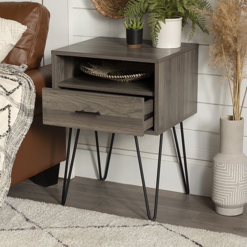 Rustic Living Lounge Coffee Center Side Hairpin Side Table (Greyish Cloud) | Furniture | Waseeh Pakistan