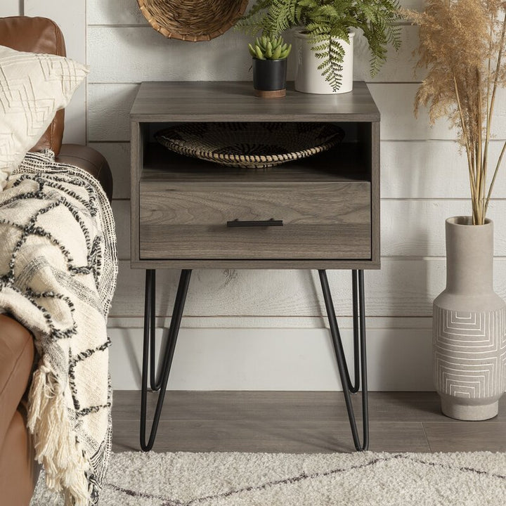 Rustic Living Lounge Coffee Center Side Hairpin Side Table (Greyish Cloud) | Furniture | Waseeh Pakistan