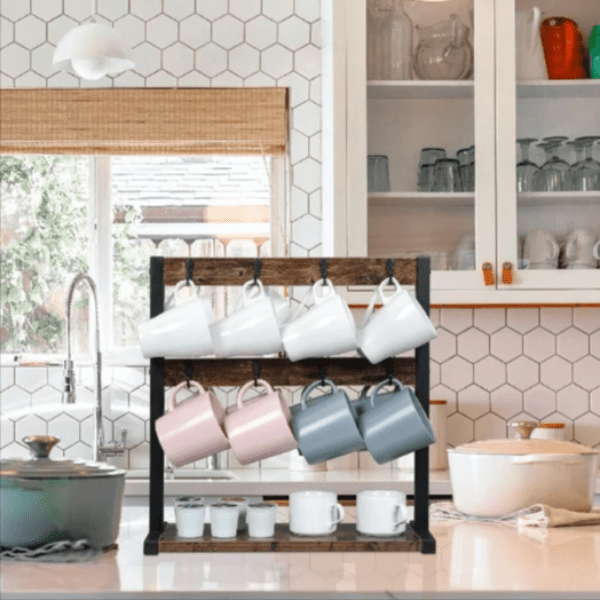 Rustic Tea Cup Organizer Rack | Not Sale FB | Waseeh Pakistan