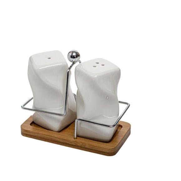 Salt and Pepper Shaker With Bamboo Base | kitchen item | Waseeh Pakistan