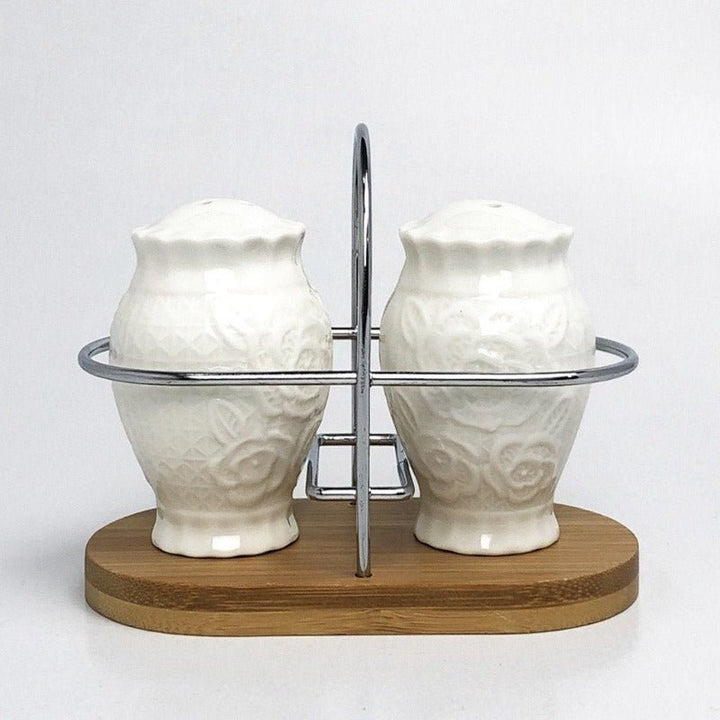 Salt and Pepper Shaker With Bamboo Base | kitchen item | Waseeh Pakistan