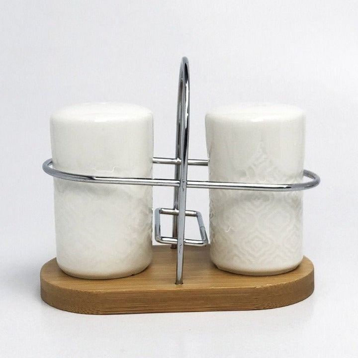 Salt and Pepper Shaker With Bamboo Base | kitchen item | Waseeh Pakistan