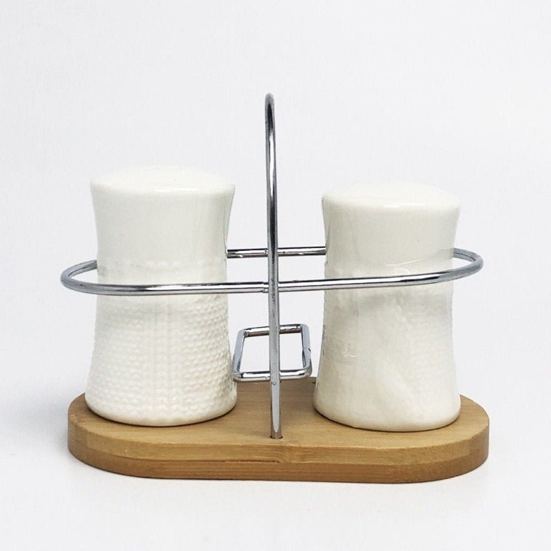 Salt and Pepper Shaker With Bamboo Base | kitchen item | Waseeh Pakistan