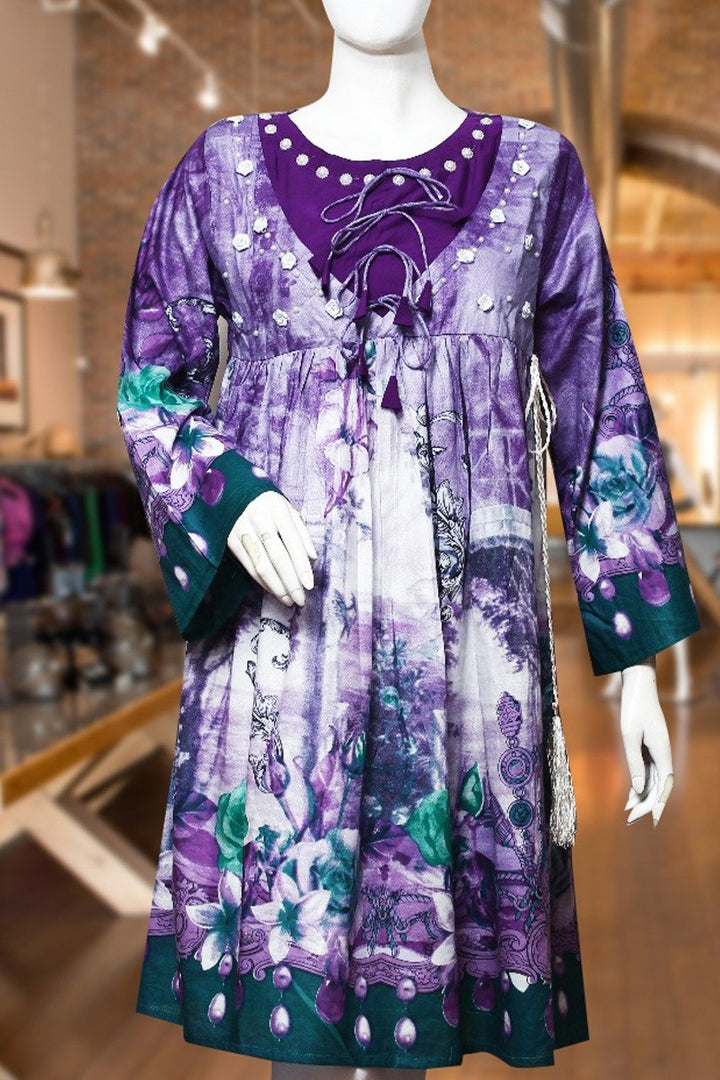 Sea Green / Grapes - Lawn Fabric - Ladies | Fashion Point | Waseeh Pakistan