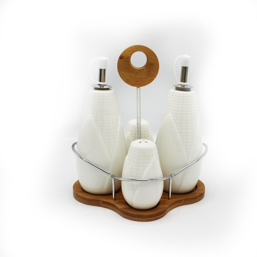 Set of 4 Gravy Boat with Bamboo Base | kitchen item | Waseeh Pakistan