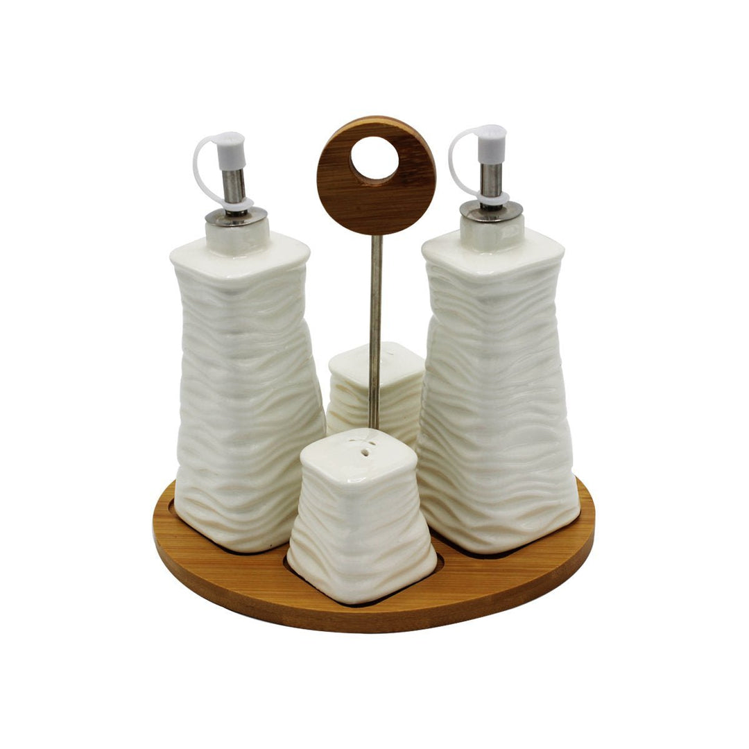 Set of 4 Gravy Boat with Bamboo Base | kitchen item | Waseeh Pakistan