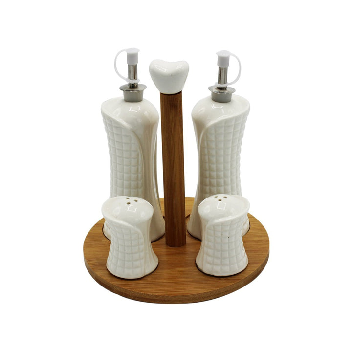 Set of 4 Gravy Boat with Bamboo Base | kitchen item | Waseeh Pakistan