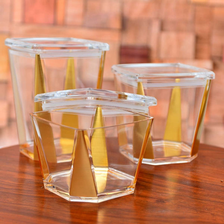 Shengya Golden Jars (Set of 3) | kitchen item | Waseeh Pakistan
