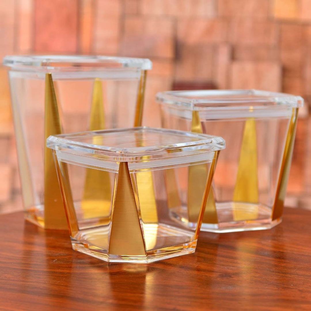 Shengya Golden Jars (Set of 3) | kitchen item | Waseeh Pakistan