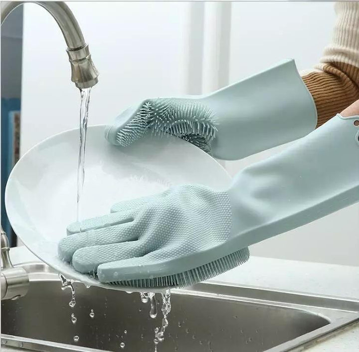 Silicone Scrub Gloves (1 Pair) | kitchen item | Waseeh Pakistan