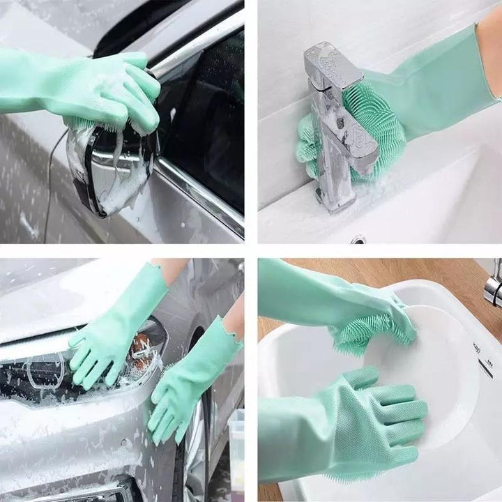 Silicone Scrub Gloves (1 Pair) | kitchen item | Waseeh Pakistan