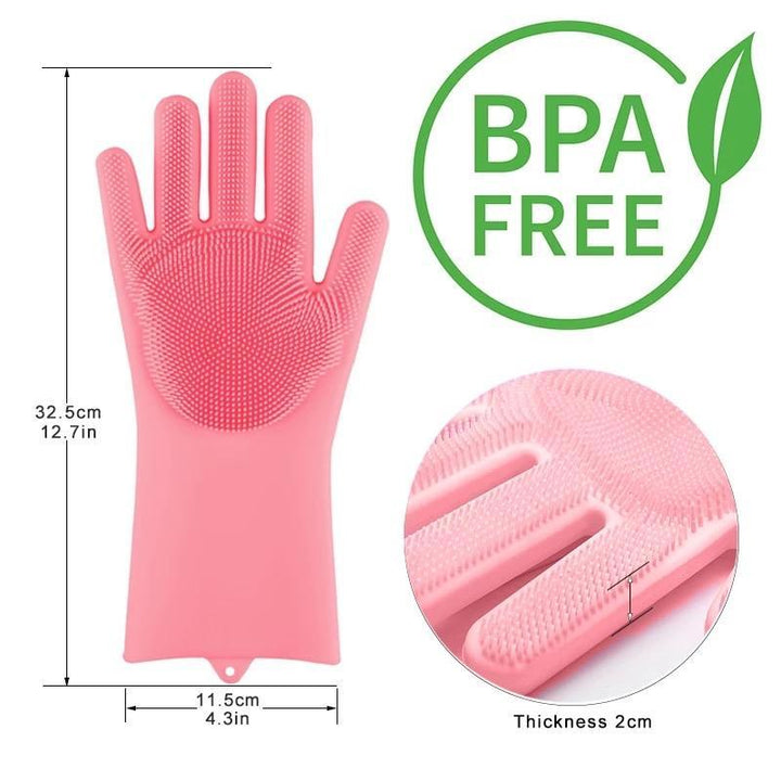 Silicone Scrub Gloves (1 Pair) | kitchen item | Waseeh Pakistan