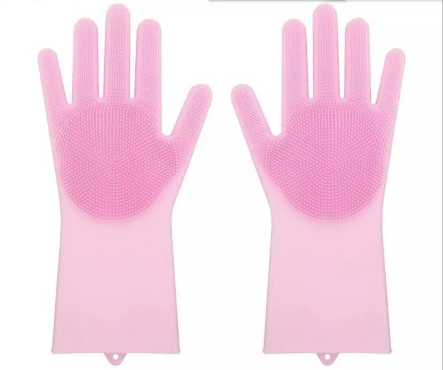 Silicone Scrub Gloves (1 Pair) | kitchen item | Waseeh Pakistan
