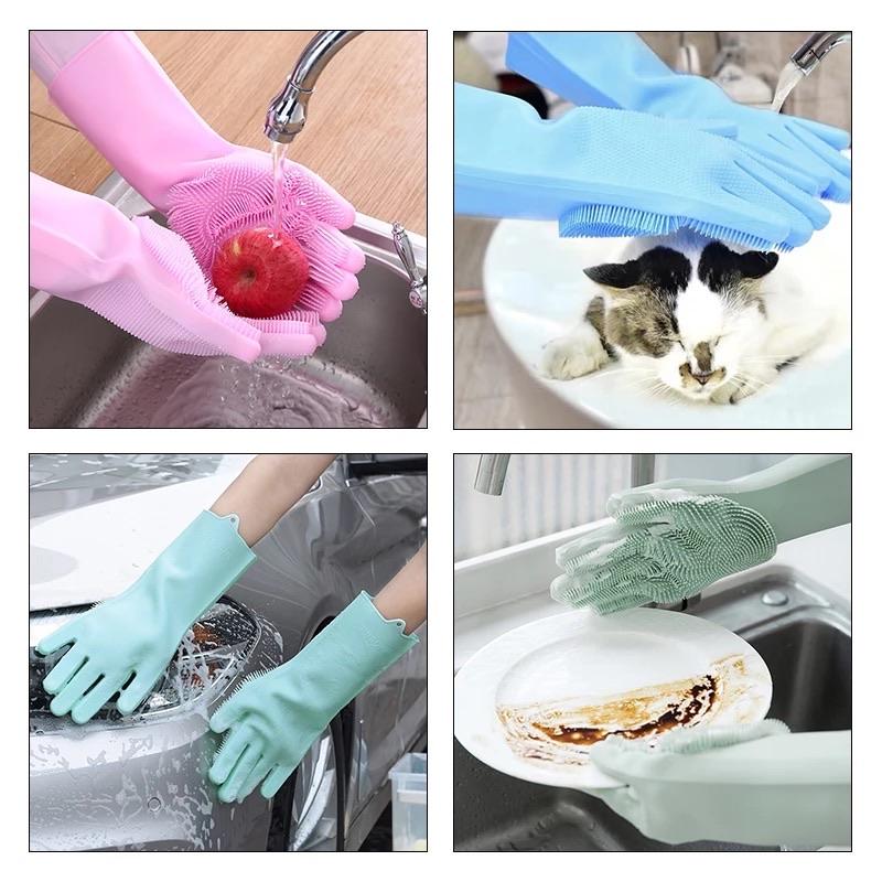 Silicone Scrub Gloves (1 Pair) | kitchen item | Waseeh Pakistan