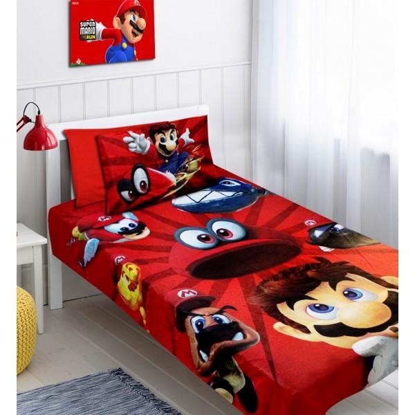 Single Kids Bed Sheet Set Super Mario | Home Décor | Waseeh Pakistan