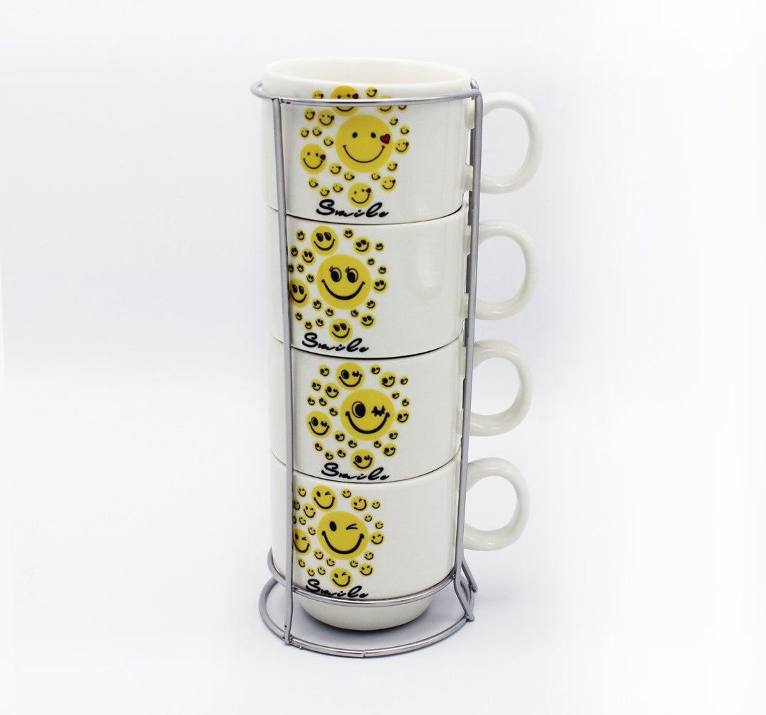 Smiley Cup Tower - 4 Pcs | kitchen item | Waseeh Pakistan