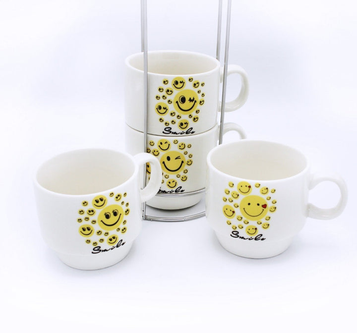 Smiley Cup Tower - 4 Pcs | kitchen item | Waseeh Pakistan