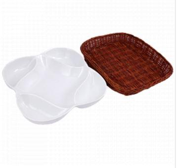 Snack Plate with Braided Basket (Flower Shaped) | kitchen item | Waseeh Pakistan