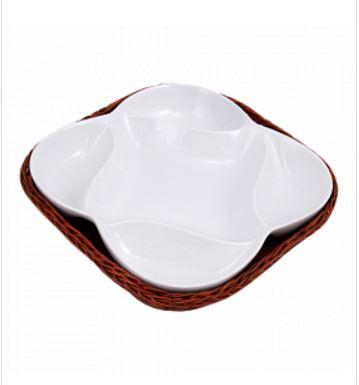 Snack Plate with Braided Basket (Flower Shaped) | kitchen item | Waseeh Pakistan