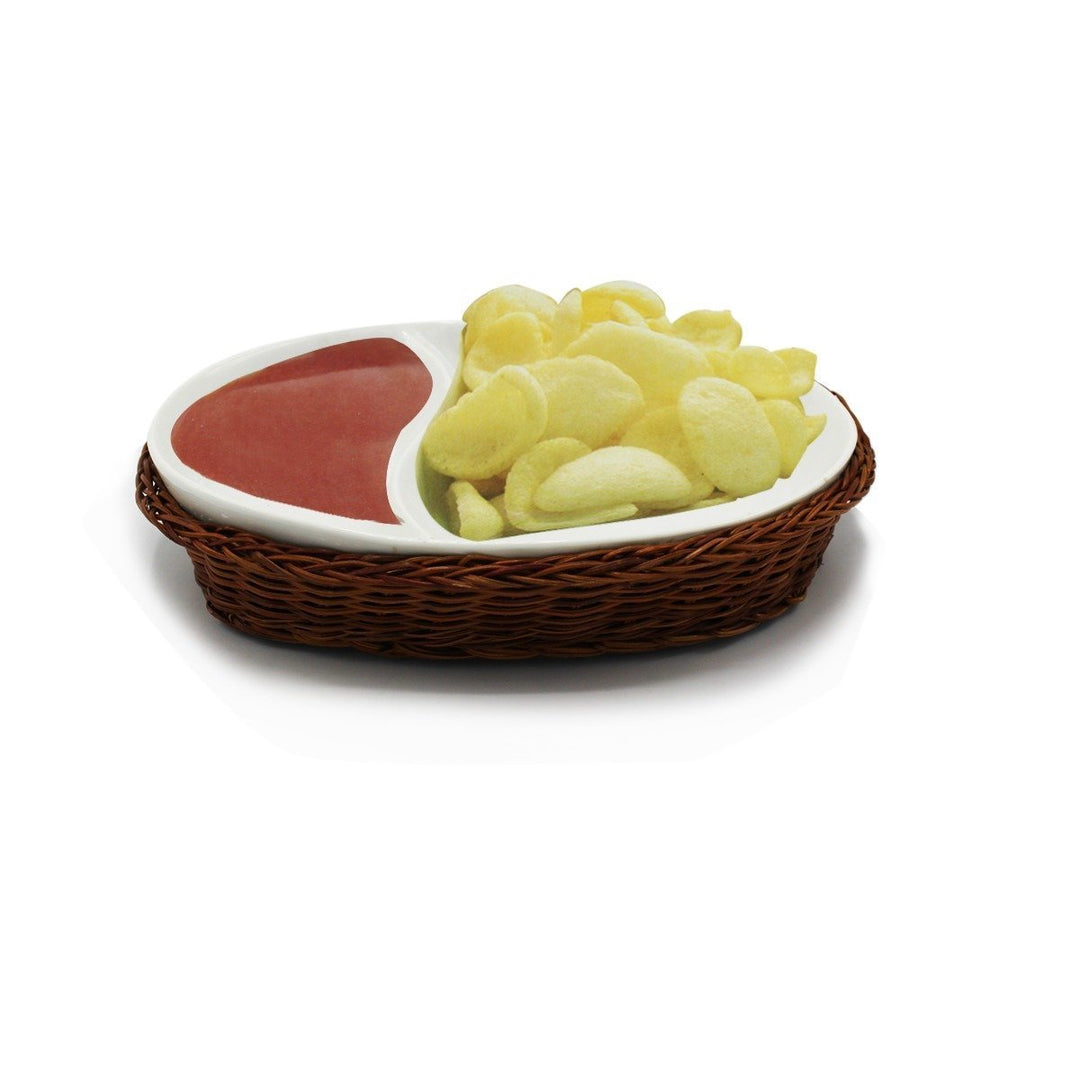 Snack Plate with Braided Basket (Oval Shaped) | kitchen item | Waseeh Pakistan