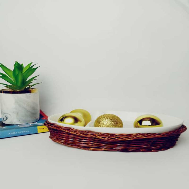 Snack Plate with Braided Basket (Oval Shaped) | kitchen item | Waseeh Pakistan