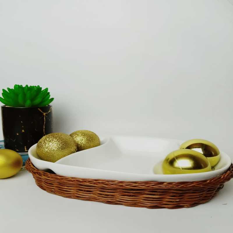 Snack Plate with Braided Basket (Oval Shaped) | kitchen item | Waseeh Pakistan