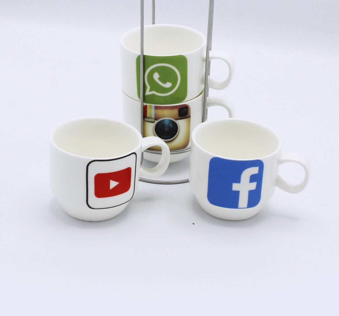 social icons Cup Tower - 4 pcs | kitchen item | Waseeh Pakistan