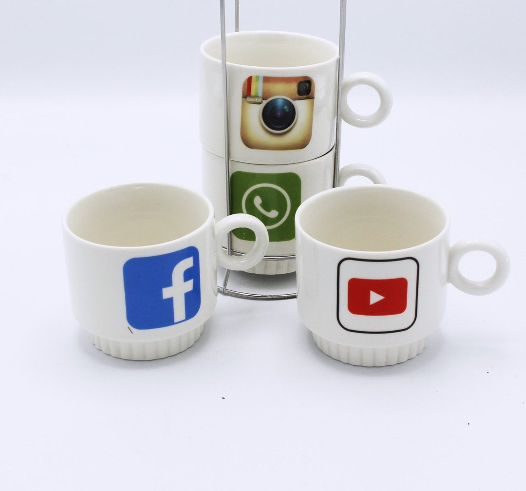 social icons Cup Tower - 4 pcs | kitchen item | Waseeh Pakistan