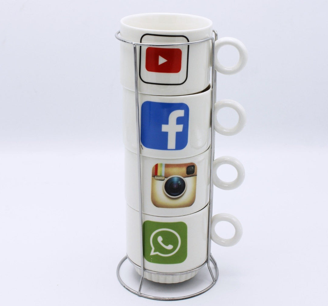 social icons Cup Tower - 4 pcs | kitchen item | Waseeh Pakistan