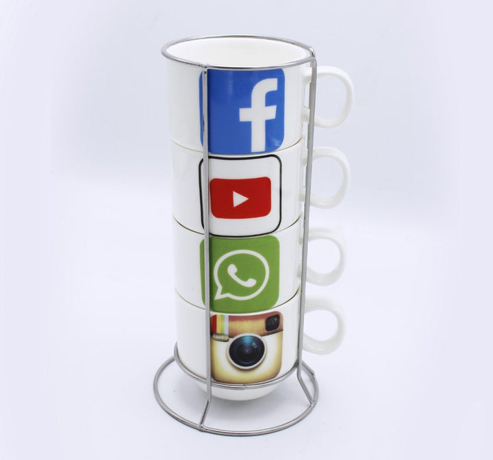social icons Cup Tower - 4 pcs | kitchen item | Waseeh Pakistan