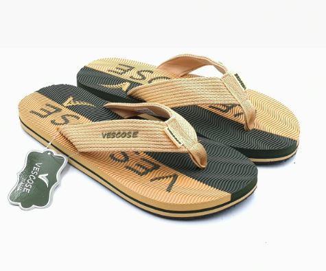 Vescose Flip Flops Green and Beige Lined waseeh