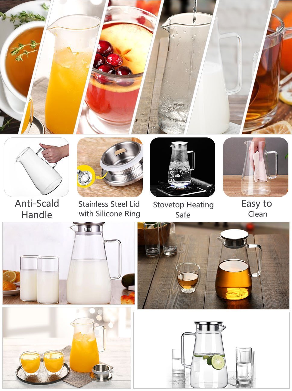 Sparkling Glass Pitcher | kitchen item | Waseeh Pakistan