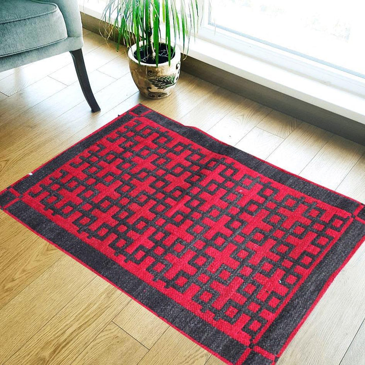 Squared - Hand-woven Woolen Rug - Double Seam - 2&