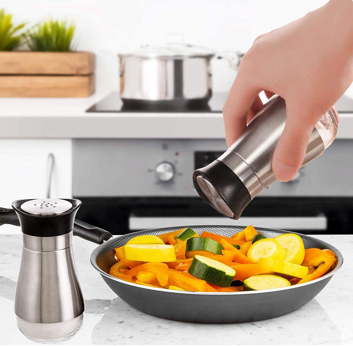 Stainless Steel Glass Lids Salt and Pepper (2Pcs) | Home Décor | Waseeh Pakistan